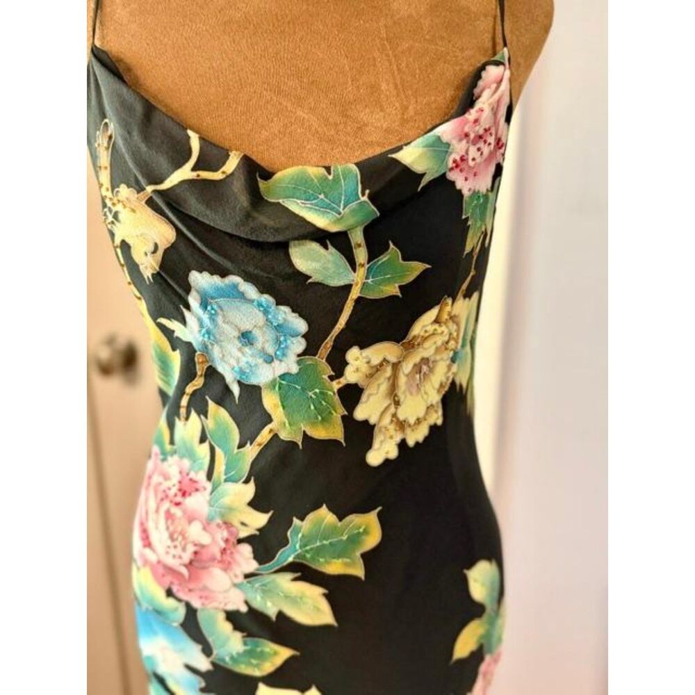 NWT Vintage Sue Wong Size 4 Black Silk Floral Beaded High-Low Dress Y2K - Picture 5 of 13